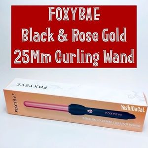 🆕 FOXYBAE BLACK & ROSE GOLD 25MM CURLING WAND, New in original box